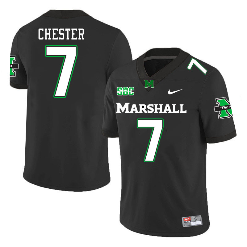 Men #7 Carl Chester Marshall Thundering Herd SBC Conference College Football Jerseys Stitched-Black